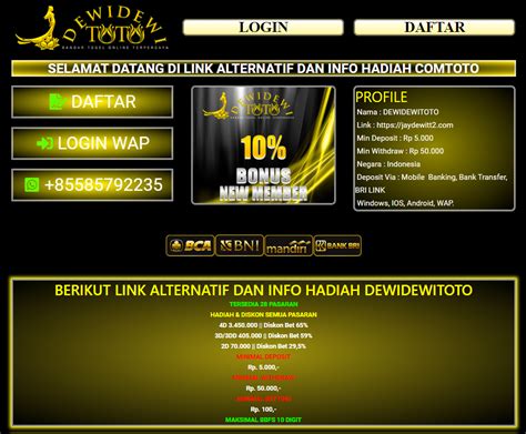 Dewidewitoto wap WAP; Selamat datang di DewiDewitoto - Situs Togel Online Terpercaya !!! LXGROUP OFFICIAL Link Lomba TELEGRAM WHATSAPP